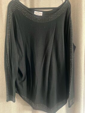 Black Studded Long Sleeve Top